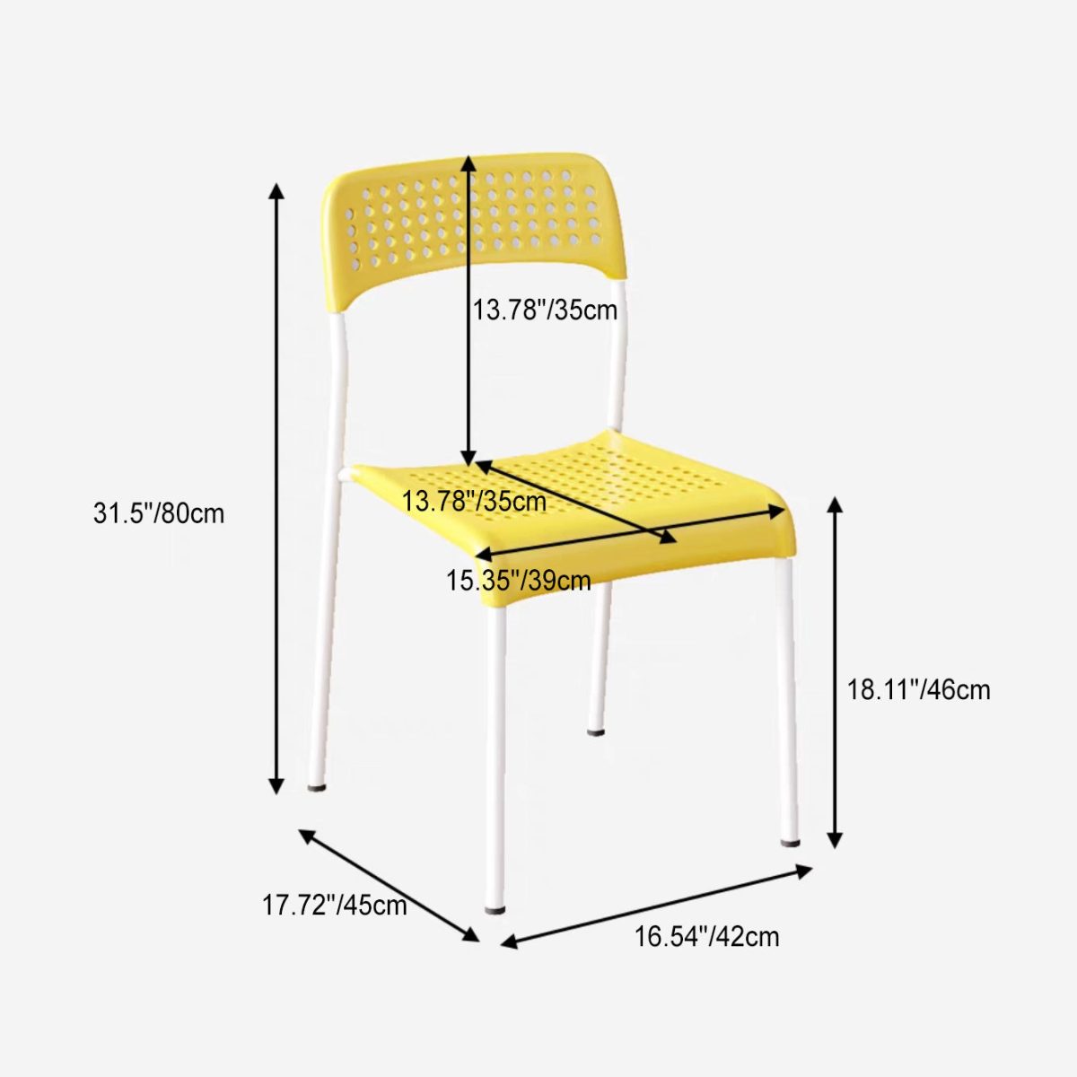 Modern Minimalist Square Plastic Iron Multi-Holes Dining Chair Backrest For Dining Room - Image 4