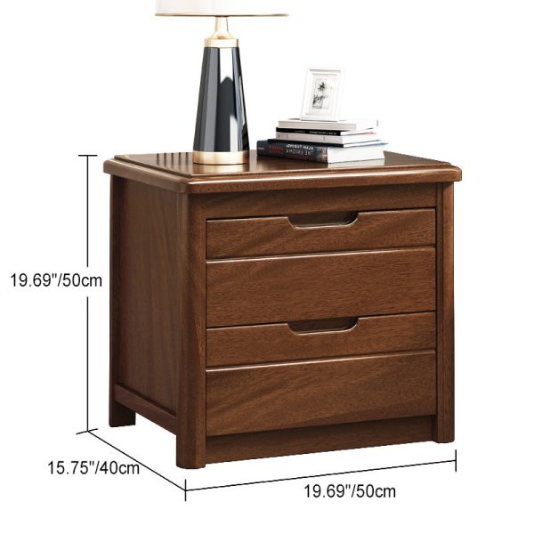 Traditional Vintage Rectangular Wood Nightstand 2-Drawer For Bedroom - Image 4