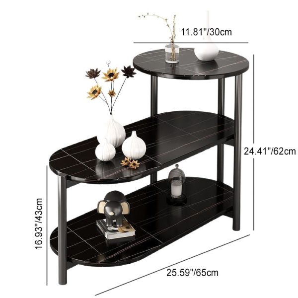 Modern Minimalist Oval Round Plate Iron End Table 3-Tier For Living Room - Image 4