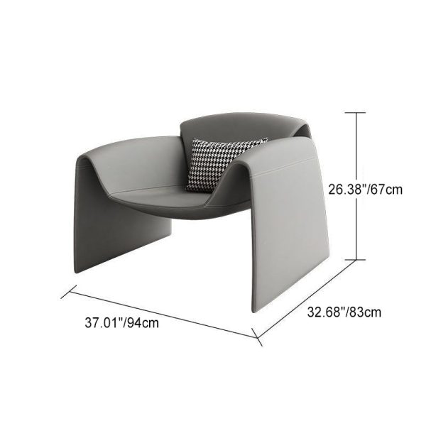 Modern Minimalist Trapezoid Back Plywood Leather Lambswool Accent Chair Backrest Armrest For Living Room - Image 4