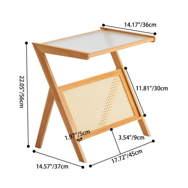 Contemporary Simplicity Z-shaped Glass Bamboo End Table For Living Room - Image 4