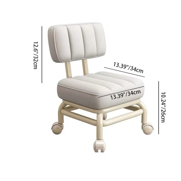 Contemporary Scandinavian Square Leather Upholstered Movable Footstool Backrest Caster For Living Room - Image 5