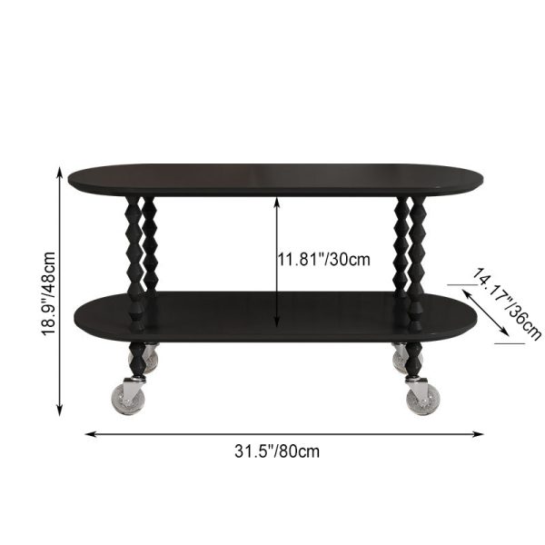 Traditional Vintage Oval Tabletop Solid Wood Panel Plastic Side Table 2-Tier For Living Room - Image 4