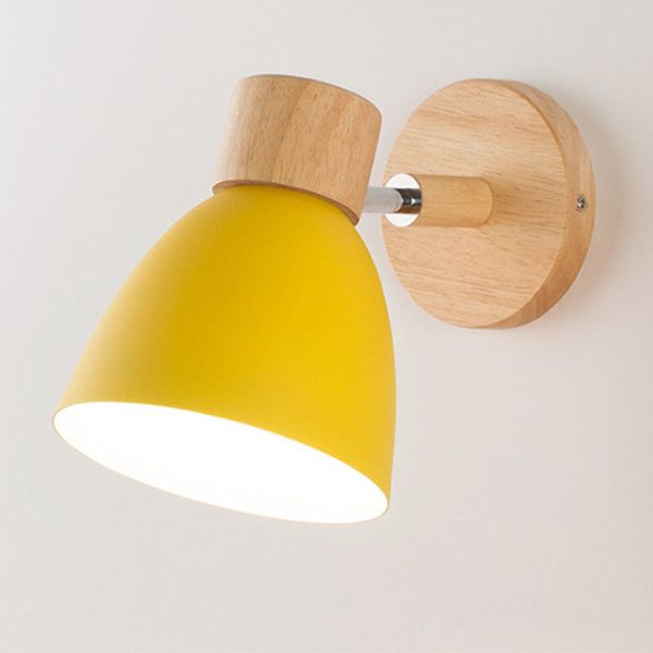 Modern Minimalist Solid Color Macaron Iron Wood 1-Light Wall Sconce Lamp - Image 12