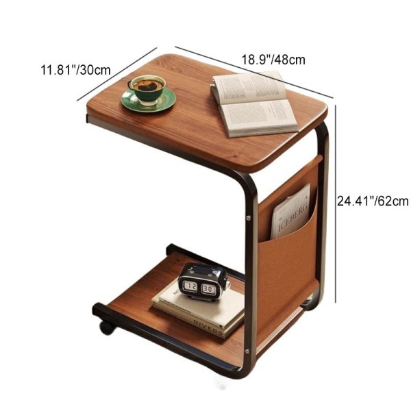 Modern Minimalist Square Tabletop Density Board Metal Side Table 1-Storage For Living Room - Image 4
