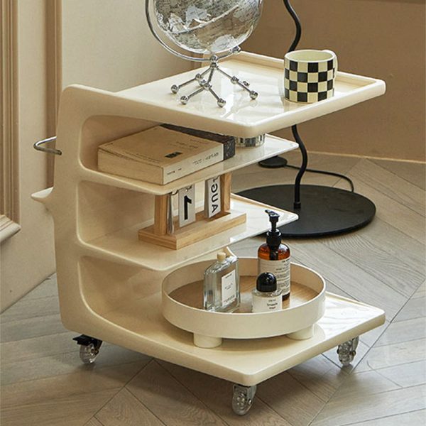 Contemporary Scandinavian Rectangular C Shape PC Stainless Steel End Table 4-Tier Movable For Living Room - Image 2
