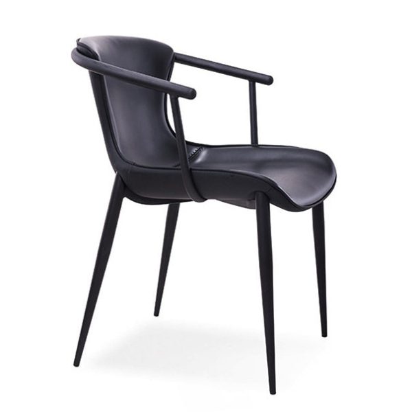 Modern Minimalist Trapezoid Back Saddle Leather Metal Dining Chair Backrest For Dining Room - Image 11