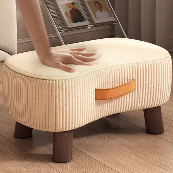Contemporary Creative Round Velvet Upholstered Portable Footstool Low Stool For Living Room - Image 10