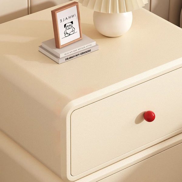 Modern Minimalist Square Tabletop Solid Wood Ceramic Cat Scratch Leather Nightstand 2-Drawer For Bedroom - Image 10