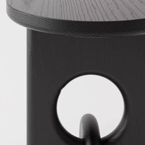 Traditional Japanese Round Wooden End Table For Living Room - Image 5