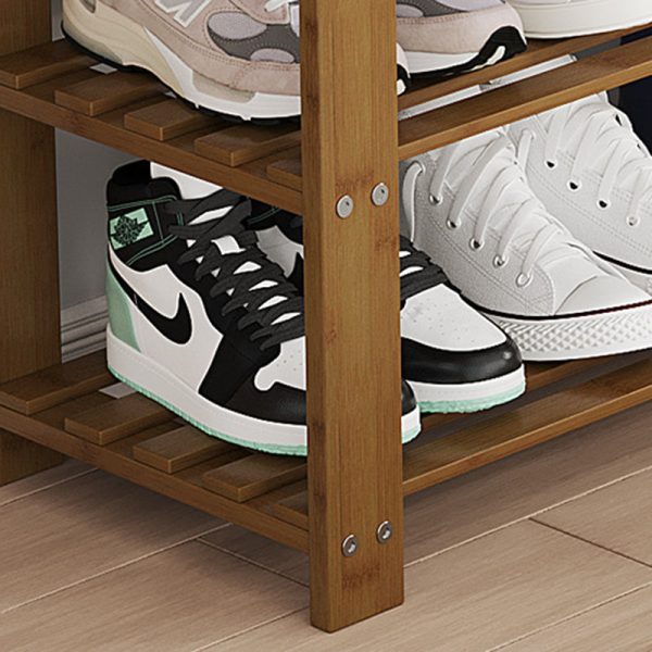 Modern Minimalist Rectangle Heather Bamboo Shoe Storage 2-Shelf For Entryways - Image 11