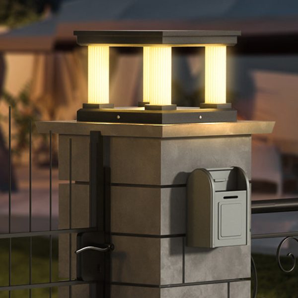 Contemporary Industrial Stainless Steel Square Column LED Waterproof Solar Post Lamp For Outdoor Patio - Image 5