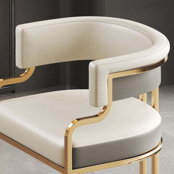 Traditional Luxury U-Shape Metal Leather Dining Chair Backrest Armrest for Dining Room - Image 7