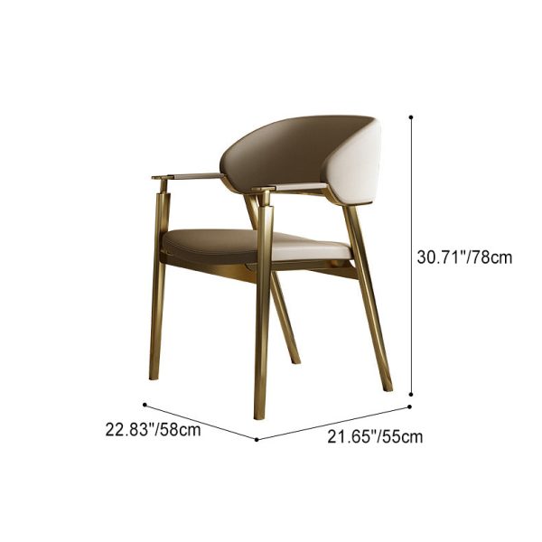 Modern Luxury Square Microfiber Leather Genuine Leather Metal Dining Chair Backrest Armrest For Dining Room - Image 5