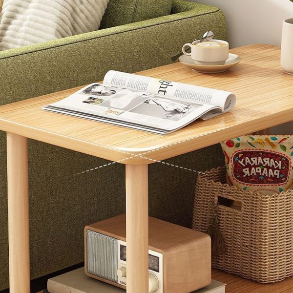 Traditional Japanese Wood Rectangular End Table 3-Tier For Living Room - Image 7