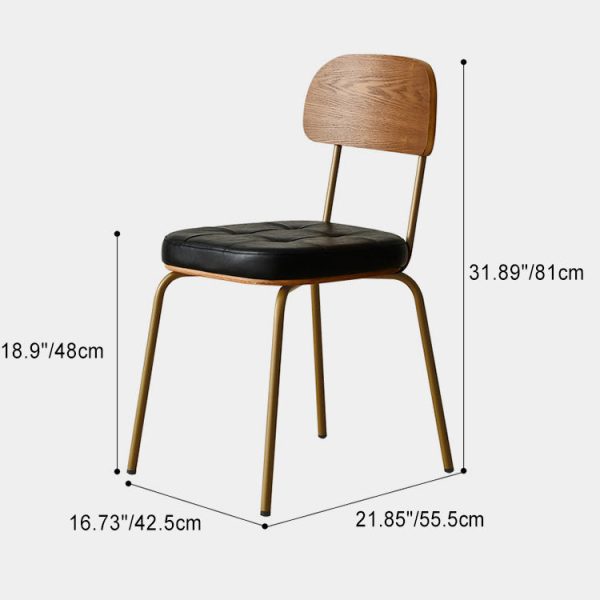 Modern Minimalist Square Metal Leather Four Legs  Dining Chair Backrest For Dining Room - Image 4