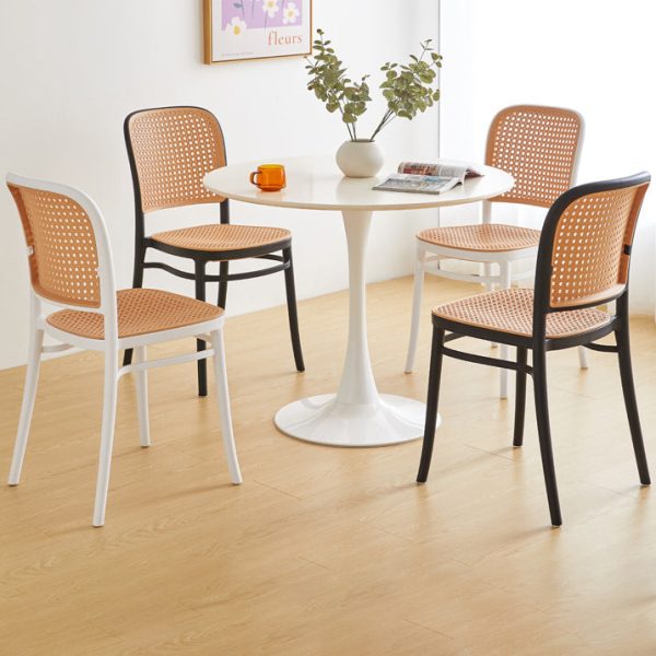 Modern Minimalist Square Rattan Plastic Dining Chair For Dining Room - Image 11