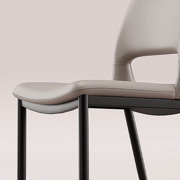 Contemporary Nordic Square Curved Upholstered Hollowed Out Leather Carbon Steel Dining Chair Backrest For Dining Room - Image 6
