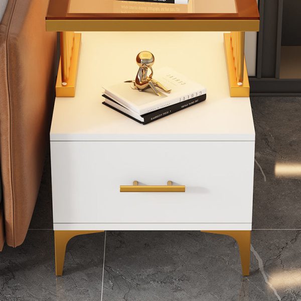 Contemporary Simplicity Rectangular Glass Top End Table 2-Tier Cabinet For Living Room - Image 8