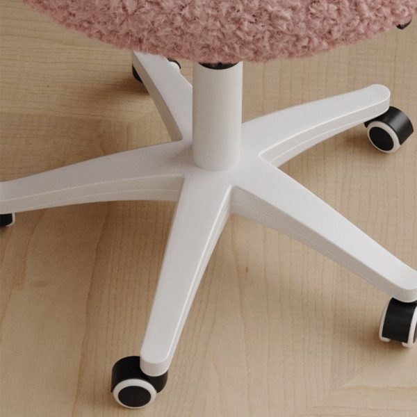 Modern Art Deco Butterfly Knot Round Lambswool Leather Metal Vanity Stool Backrest Armless For Bedroom - Image 8
