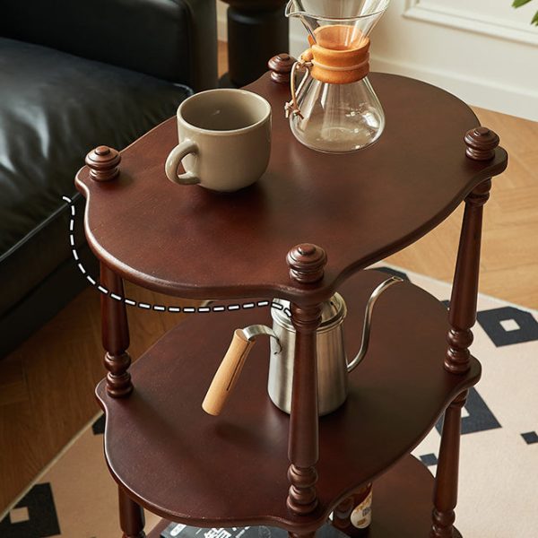 Traditional Vintage Square Wood End Table Wheels Four Legs For Living Room - Image 7