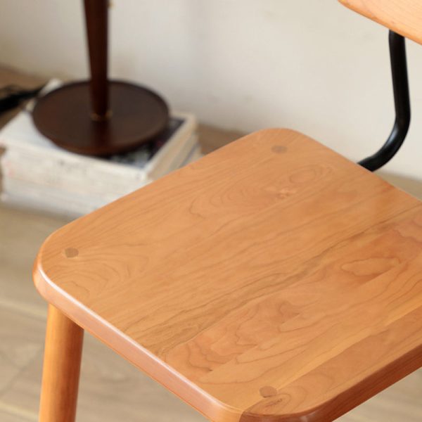 Contemporary Nordic Square Wood Iron Bar Stool Backrest Footrest For Dining Room - Image 7
