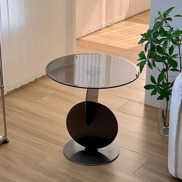 Modern Art Deco Round Combine Design Glass Metal End Table For Living Room - Image 17