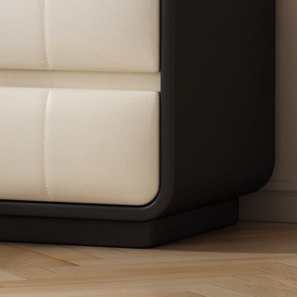 Contemporary Simplicity Square Microfiber Leather Wood Frame End Table 2-Drawer For Bedroom - Image 8