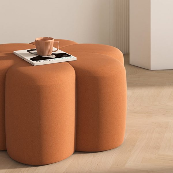 Contemporary Nordic Plum Blossom Shape Fabric Velvet Footstool For Living Room - Image 5