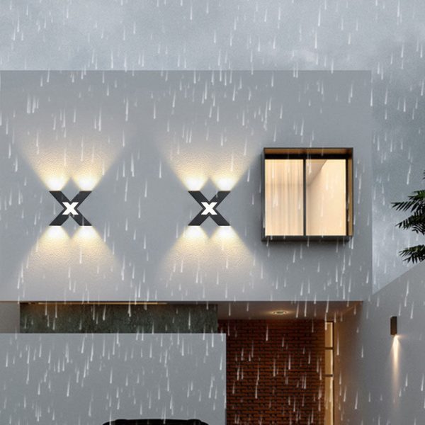 Modern Waterproof Letter X Shaped LED 4-Light Outdoor Wall Sconce Lamp - Image 17