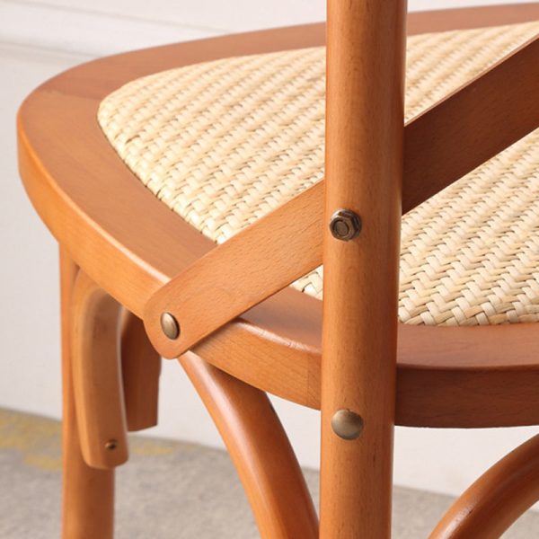 Traditional Rustic Weaving Rattan Wood Sponge Round Rectangular Dining Chair Backrest For Dining Room - Image 10