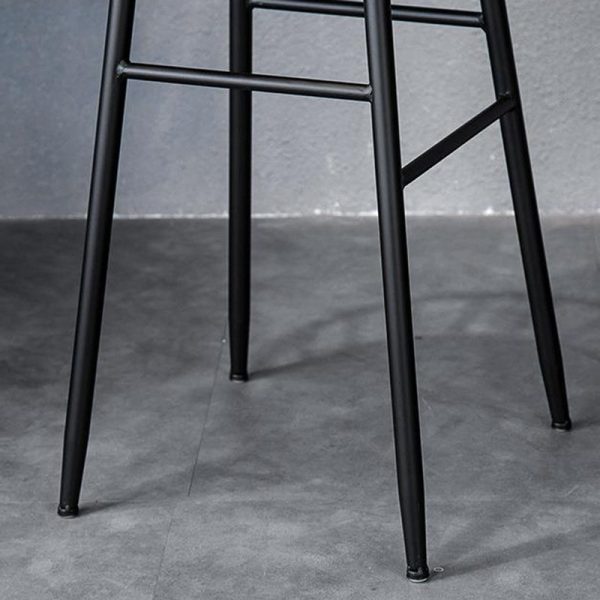 Modern Minimalist Round Upholstered Striped Velvet Iron Bar Stool Backrest For Dining Room - Image 5