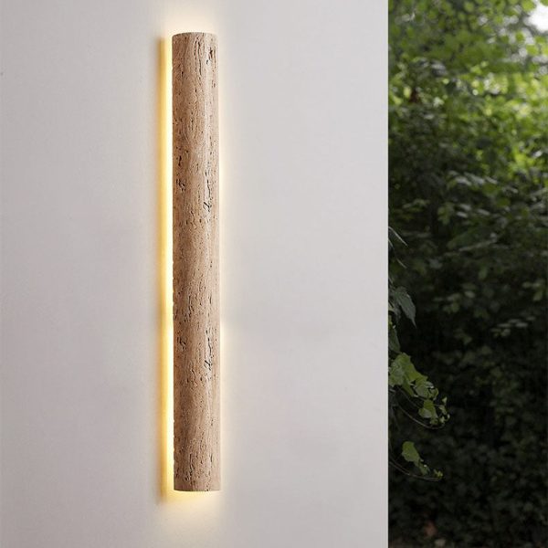 Modern Minimalist Waterproof Long Yellow Travertine LED Wall Sconce Lamp For Outdoor Patio - Image 2