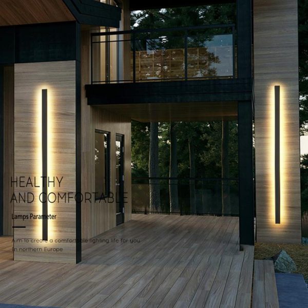 Waterproof Long Strip LED Wall Lamp Outdoor Wall Lights Black Porch Lights - Image 3