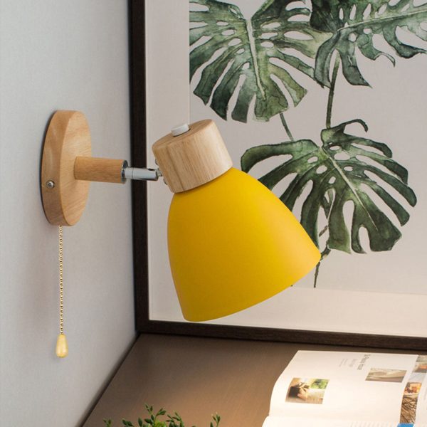 Modern Minimalist Solid Color Macaron Iron Wood 1-Light Wall Sconce Lamp - Image 8