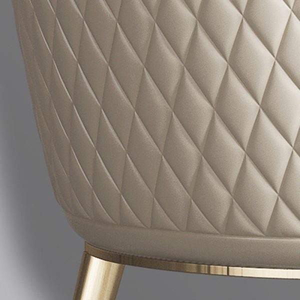 Contemporary Nordic Curved Leather Upholstered Metal Tapered Legs Dining Chair Backrest For Dining Room - Image 6
