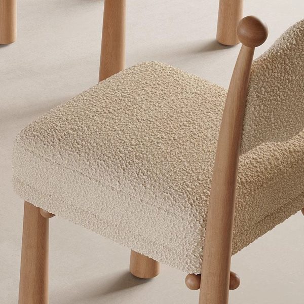 Modern Simplicity Vertical Square Frame Solid Wood Lambswoll Dining Chair Backrest For Dining Room - Image 6