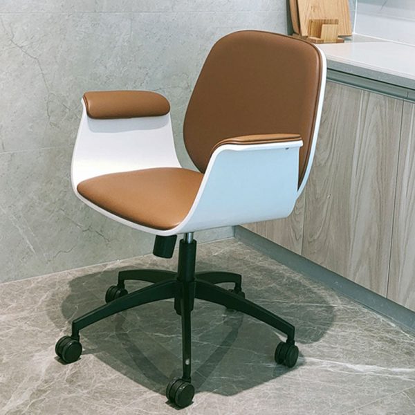 Contemporary Luxury Microfiber Leather Wood Grain Height Adjustable Swivel Desk Chair Backrest Armrest For Home Office - Image 10