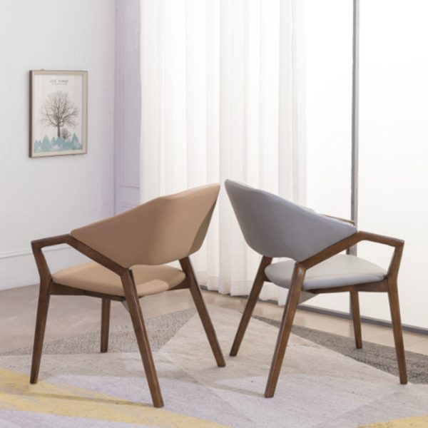 Contemporary Simplicity Square Leather Upholstered Wood Dining Chair Backrest Armrest For Dining Room - Image 11