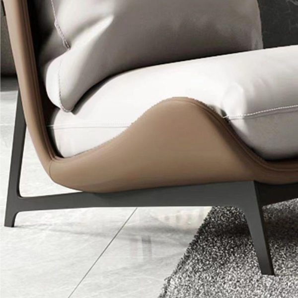 Contemporary Scandinavian Leather Velvet Cotton Latex Carbon Steel Square Accent Chair Backrest Footrest For Living Room - Image 10