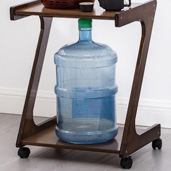 Traditional Vintage Z-Shaped Wood Removable End Table 2-Tier Universal Wheel For Living Room - Image 18