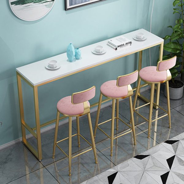 Contemporary Scandinavian Iron Velvet Sponge Marble Round Rectangular Bar Stool & Table Set For Kitchen - Image 13