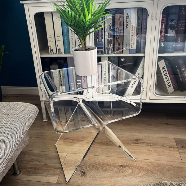 Modern Minimalist Rectangular Acrylic End Table 2-Tier For Living Room - Image 6