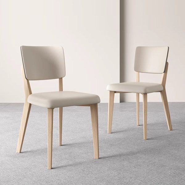 Contemporary Nordic Square Leather Solid Wood Frame Dining Chair Backrest For Dining Room - Image 2
