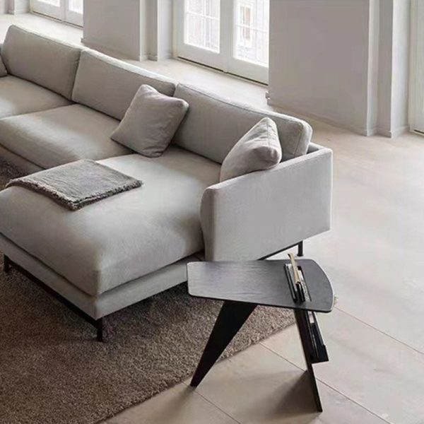 Modern Minimalist Triangle Frame Solid Wood Side Table 1-Shelf For Living Room - Image 12