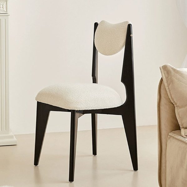 Contemporary Nordic Ash Wood Velvet Metal Sponge Square Crescent Dining Chair Backrest Armless For Dining Room - Image 15