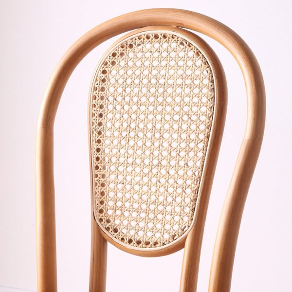 Traditional Vintage Round Rattan Woven Wooden Dining Chair Backrest For Dining Room - Image 5