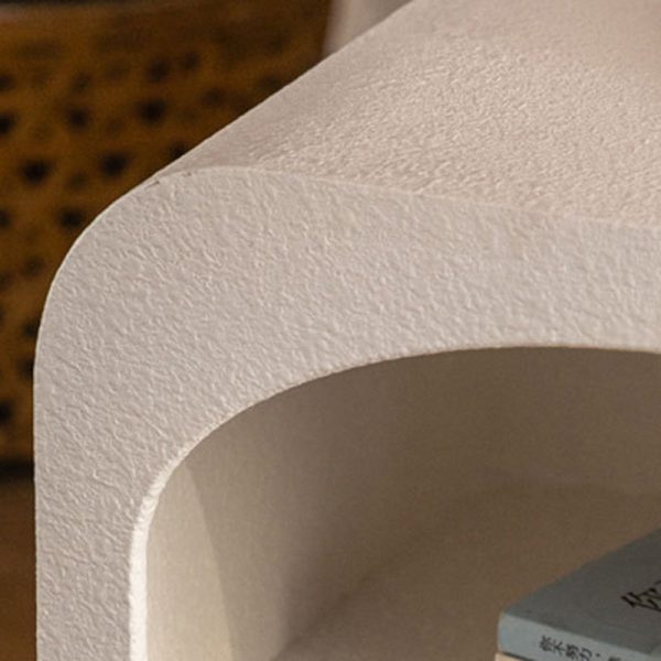 Modern Minimalist Round Corner Rectangular Density Panel Nightstand 2-Cabinet For Bedroom - Image 9