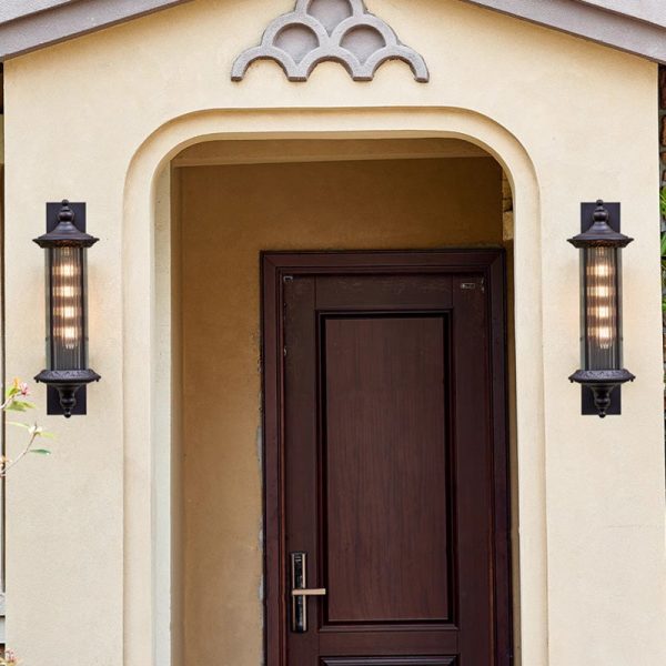Contemporary Retro Waterproof Aluminum Glass Cylinder 1-Light Wall Sconce Lamp For Garden - Image 13