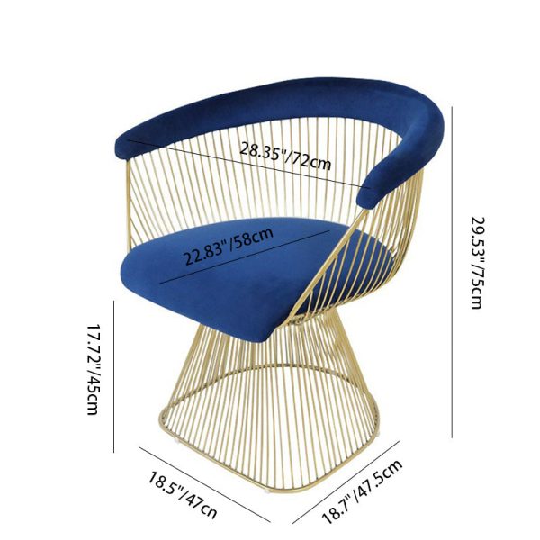 Modern Luxury Curve Hollow Oval Fabric Stainless Steel Accent Chair Backrest Arm For Living Room - Image 4